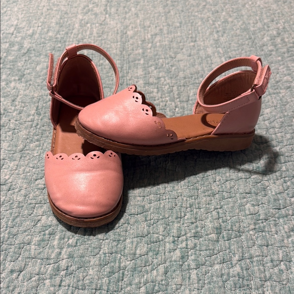 Pink Kids Shoes with Scalloped Edges